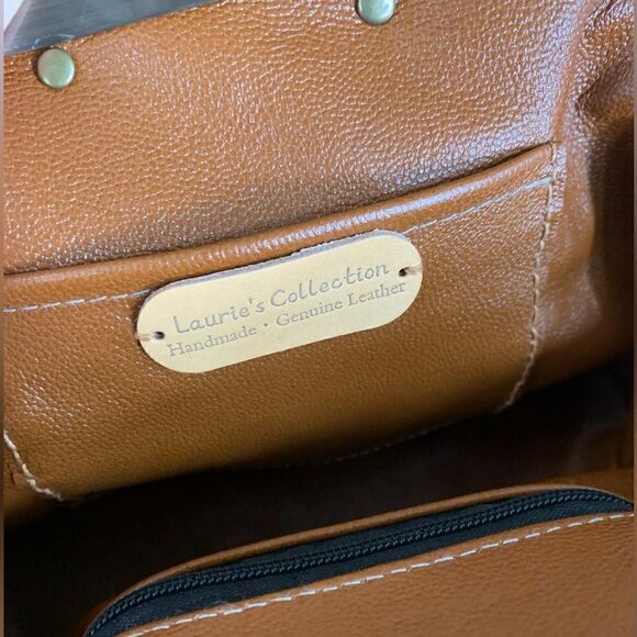 Handmade Genuine Leather Embossed Leaves Chic Metal Frame Shoulder Bag/Crossbody - Picture 16 of 16